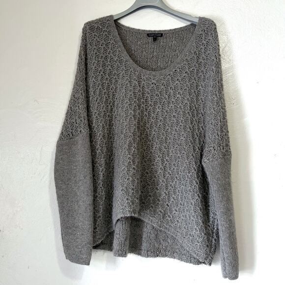 EILEEN FISHER 100% Baby Alpaca Soft Scoop Neckline Sweater in Gray Size L - Picture 2 of 13